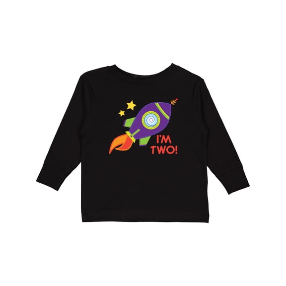 Inktastic 2nd Birthday Rocketship Space Party Boys or Girls Long Sleeve Toddler T-Shirt