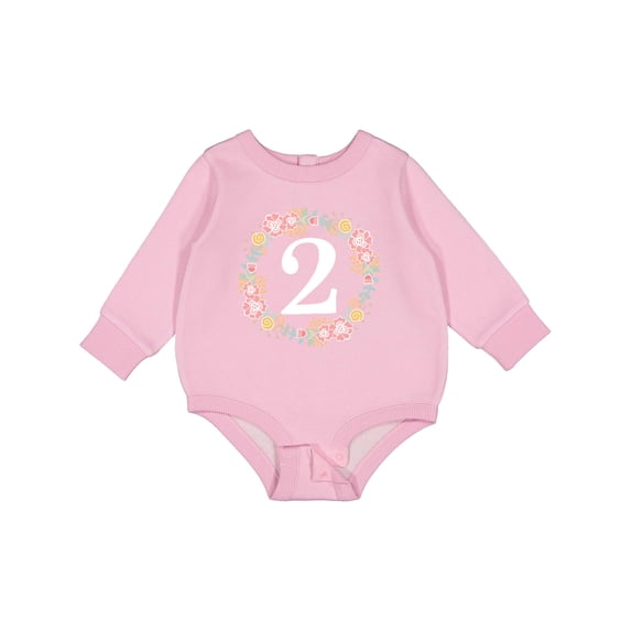 Inktastic 2nd Birthday Rose Wreath 2 Year Old Girl Baby Fleece Bodysuit
