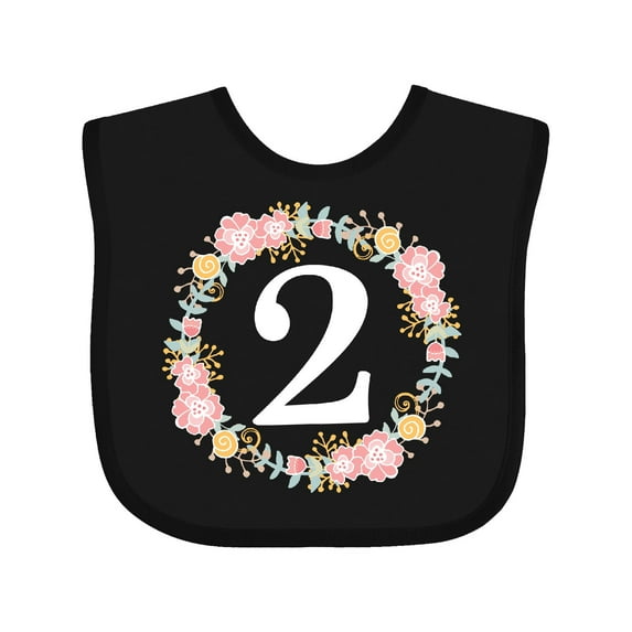 Inktastic 2nd Birthday Rose Wreath 2 Year Old Girl Girls Baby Bib