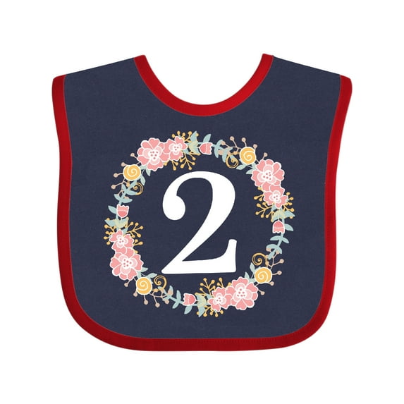 Inktastic 2nd Birthday Rose Wreath 2 Year Old Girl Girls Baby Bib