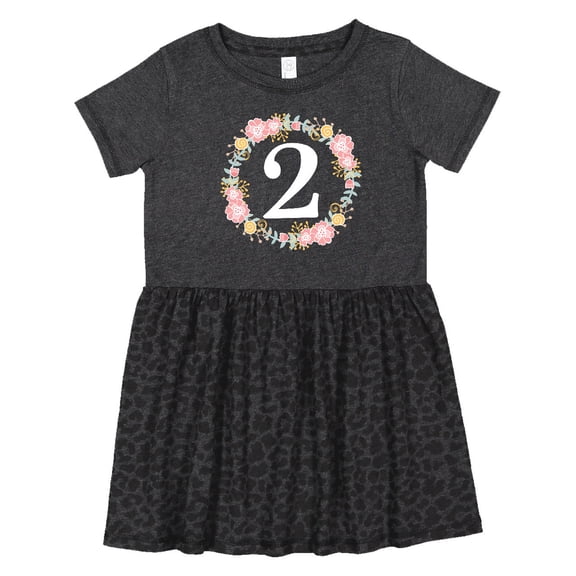 Inktastic 2nd Birthday Rose Wreath 2 Year Old Girl Girls Toddler Dress