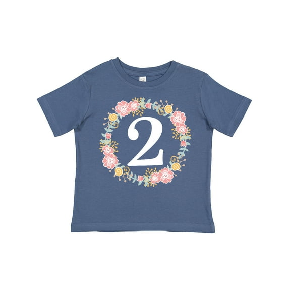 Inktastic 2nd Birthday Rose Wreath 2 Year Old Girl Girls Toddler T-Shirt