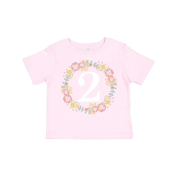 Inktastic 2nd Birthday Rose Wreath 2 Year Old Girl Girls Toddler T-Shirt