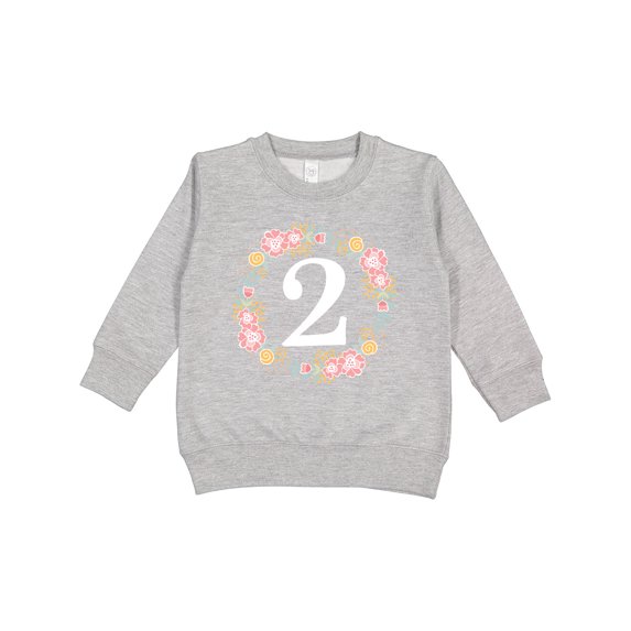 Inktastic 2nd Birthday Rose Wreath 2 Year Old Girl Toddler Sweatshirt
