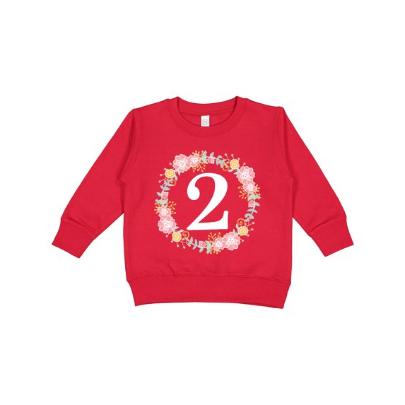 Inktastic 2nd Birthday Rose Wreath 2 Year Old Girl Toddler Sweatshirt