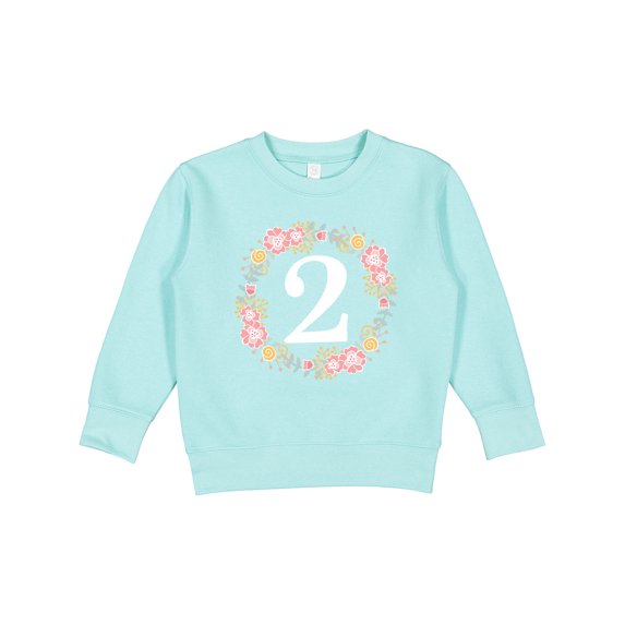 Inktastic 2nd Birthday Rose Wreath 2 Year Old Girl Toddler Sweatshirt
