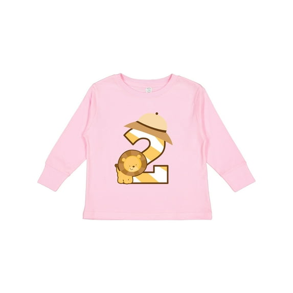 Inktastic 2nd Birthday Safari Lion 2 Year Old Boys or Girls Long Sleeve Toddler T-Shirt