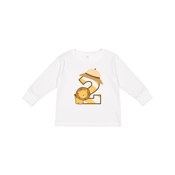Inktastic 2nd Birthday Safari Lion 2 Year Old Boys or Girls Long Sleeve Toddler T-Shirt