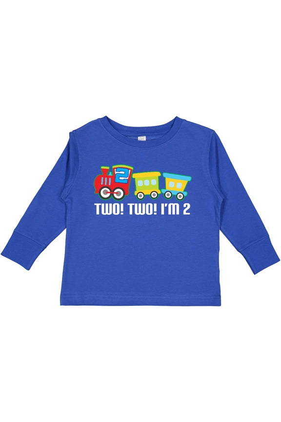 2nd Birthday Two Two Train Boys Long Sleeve Toddler T-Shirt