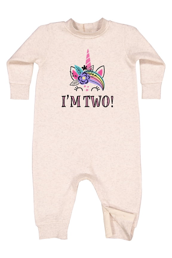 2nd Birthday Unicorn 2 Year Old Girl Baby Fleece Romper
