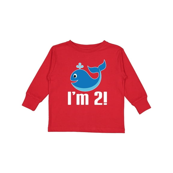 Inktastic 2nd Birthday Whale 2 Year Old Boy Boys Long Sleeve Toddler T-Shirt