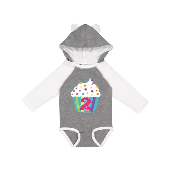 Inktastic 2nd Birthday cupcake Boys or Girls Long Sleeve Baby Bodysuit