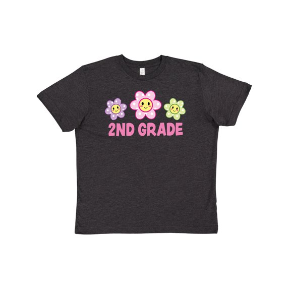 Inktastic 2nd Grade with Polka Dot Flowers Youth T-Shirt