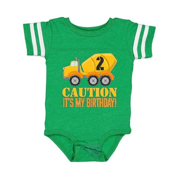 Inktastic 2nd birthday construction truck, cement mixer - 2 years old Boys or Girls Baby Bodysuit