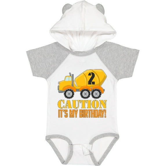 Inktastic 2nd birthday construction truck, cement mixer - 2 years old Boys or Girls Baby Bodysuit