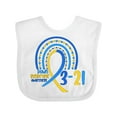 thumbnail image 1 of Inktastic 3-21 World Down Syndrome Day Blue and Yellow Rainbow Ribbon Boys or Girls Baby Bib, 1 of 4