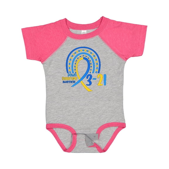 Inktastic 3-21 World Down Syndrome Day Blue and Yellow Rainbow Ribbon Boys or Girls Baby Bodysuit