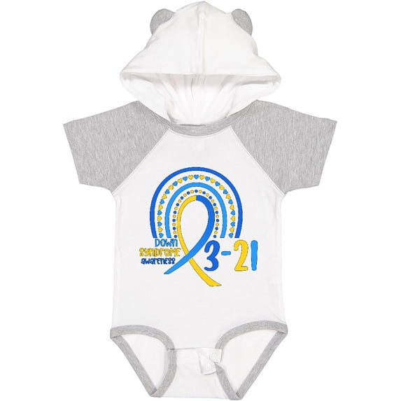 Inktastic 3-21 World Down Syndrome Day Blue and Yellow Rainbow Ribbon Boys or Girls Baby Bodysuit