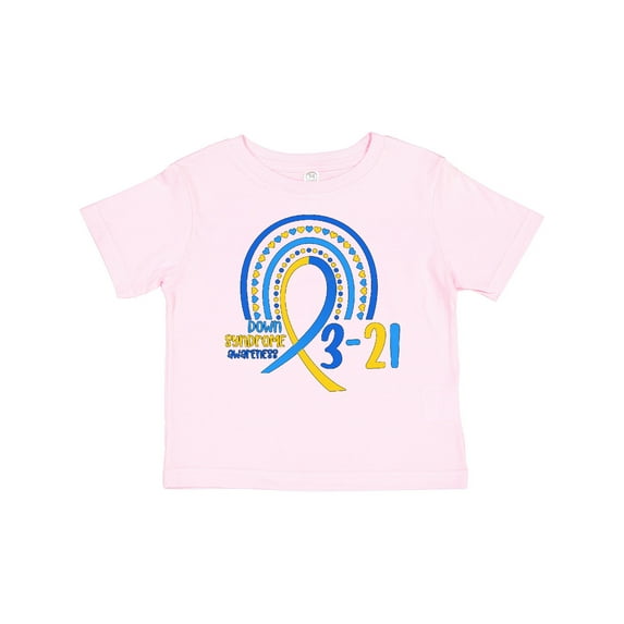 Inktastic 3-21 World Down Syndrome Day Blue and Yellow Rainbow Ribbon Boys or Girls Baby T-Shirt