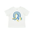 thumbnail image 1 of Inktastic 3-21 World Down Syndrome Day Blue and Yellow Rainbow Ribbon Boys or Girls Baby T-Shirt, 1 of 5