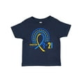 thumbnail image 1 of Inktastic 3-21 World Down Syndrome Day Blue and Yellow Rainbow Ribbon Boys or Girls Baby T-Shirt, 1 of 5