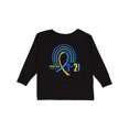 thumbnail image 1 of Inktastic 3-21 World Down Syndrome Day Blue and Yellow Rainbow Ribbon Boys or Girls Long Sleeve Toddler T-Shirt, 1 of 5