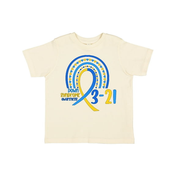 Inktastic 3-21 World Down Syndrome Day Blue and Yellow Rainbow Ribbon Boys or Girls Toddler T-Shirt