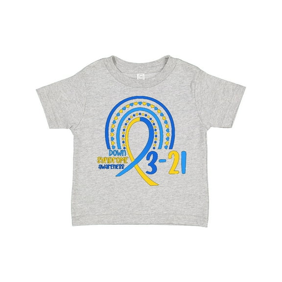 Inktastic 3-21 World Down Syndrome Day Blue and Yellow Rainbow Ribbon Boys or Girls Toddler T-Shirt