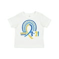thumbnail image 1 of Inktastic 3-21 World Down Syndrome Day Blue and Yellow Rainbow Ribbon Boys or Girls Toddler T-Shirt, 1 of 5