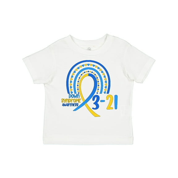 Inktastic 3-21 World Down Syndrome Day Blue and Yellow Rainbow Ribbon Boys or Girls Toddler T-Shirt