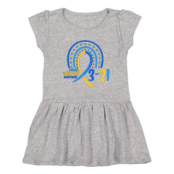 Inktastic 3-21 World Down Syndrome Day Blue and Yellow Rainbow Ribbon Girls Toddler Dress