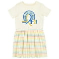 thumbnail image 1 of Inktastic 3-21 World Down Syndrome Day Blue and Yellow Rainbow Ribbon Girls Toddler Dress, 1 of 5