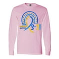 thumbnail image 1 of Inktastic 3-21 World Down Syndrome Day Blue and Yellow Rainbow Ribbon Long Sleeve T-Shirt, 1 of 5