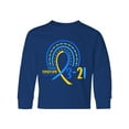 thumbnail image 1 of Inktastic 3-21 World Down Syndrome Day Blue and Yellow Rainbow Ribbon Long Sleeve Youth T-Shirt, 1 of 5