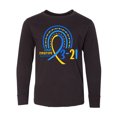 thumbnail image 1 of Inktastic 3-21 World Down Syndrome Day Blue and Yellow Rainbow Ribbon Long Sleeve Youth T-Shirt, 1 of 5