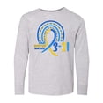 thumbnail image 1 of Inktastic 3-21 World Down Syndrome Day Blue and Yellow Rainbow Ribbon Long Sleeve Youth T-Shirt, 1 of 5