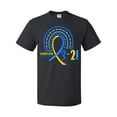 thumbnail image 1 of Inktastic 3-21 World Down Syndrome Day Blue and Yellow Rainbow Ribbon T-Shirt, 1 of 5