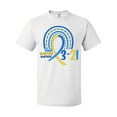 thumbnail image 1 of Inktastic 3-21 World Down Syndrome Day Blue and Yellow Rainbow Ribbon T-Shirt, 1 of 5