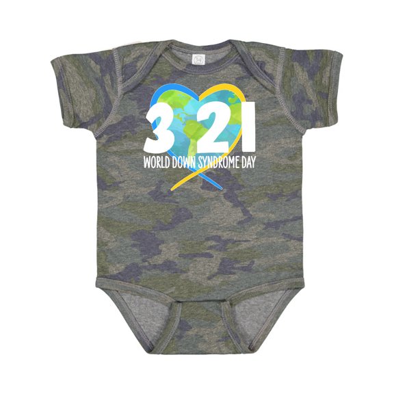 Inktastic 3 21 World Down Syndrome Day with Heart Shaped Earth Boys or Girls Baby Bodysuit