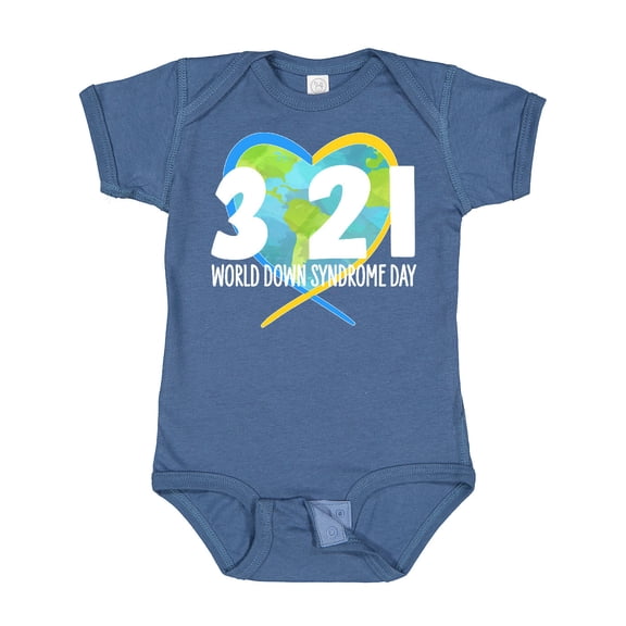 Inktastic 3 21 World Down Syndrome Day with Heart Shaped Earth Boys or Girls Baby Bodysuit
