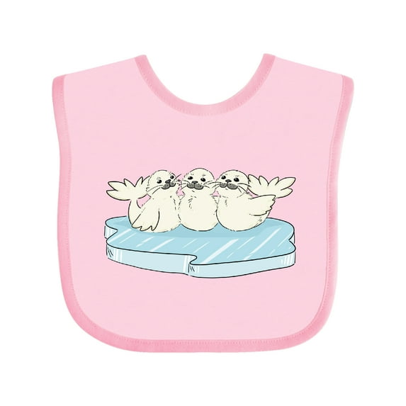 Inktastic 3 Cute White Harp Seals on Ice Boys or Girls Baby Bib