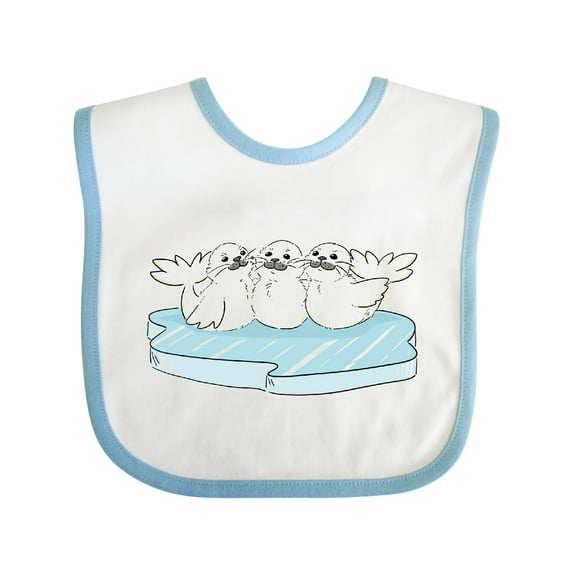 Inktastic 3 Cute White Harp Seals on Ice Boys or Girls Baby Bib