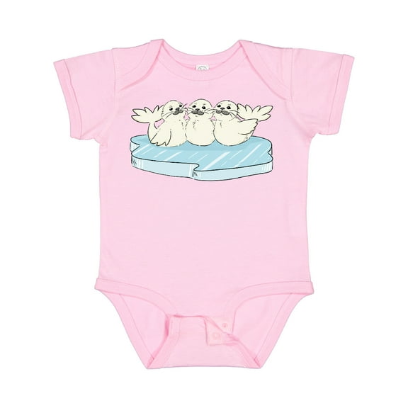 Inktastic 3 Cute White Harp Seals on Ice Boys or Girls Baby Bodysuit