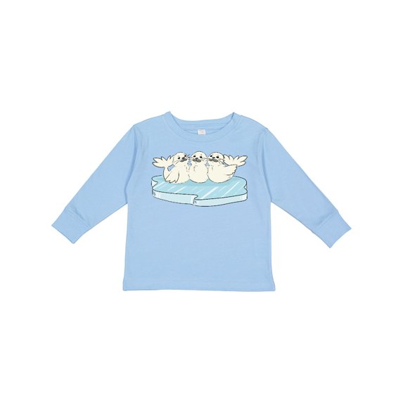 Inktastic 3 Cute White Harp Seals on Ice Boys or Girls Long Sleeve Toddler T-Shirt