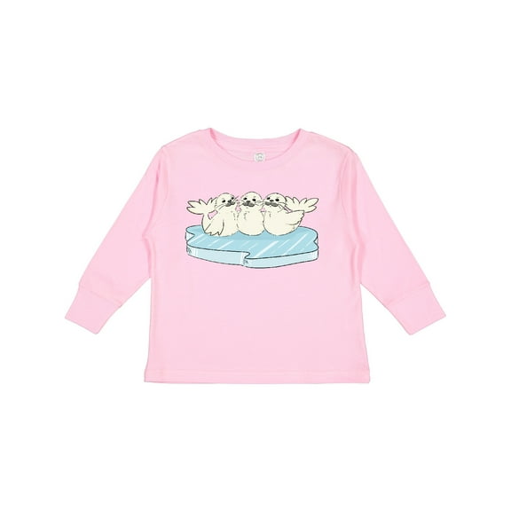 Inktastic 3 Cute White Harp Seals on Ice Boys or Girls Long Sleeve Toddler T-Shirt