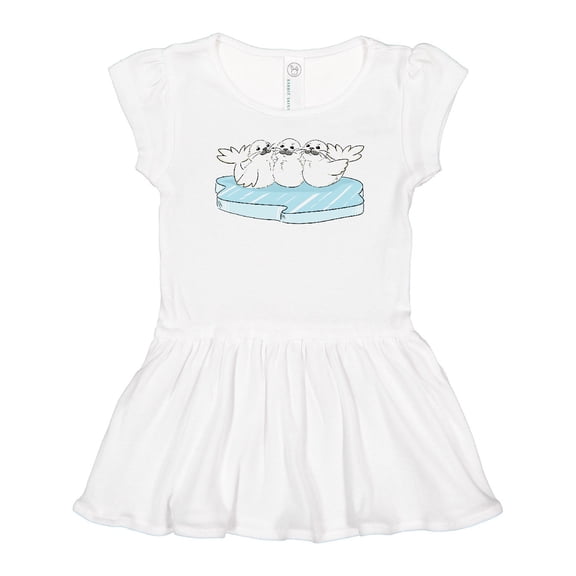 Inktastic 3 Cute White Harp Seals on Ice Girls Toddler Dress