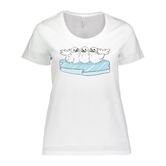 Inktastic 3 Cute White Harp Seals on Ice Women's Plus Size T-Shirt