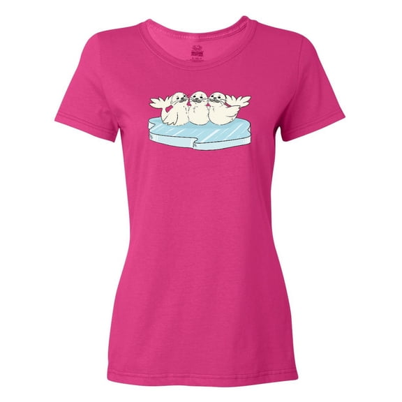 Inktastic 3 Cute White Harp Seals on Ice Women's T-Shirt