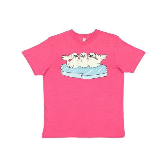 Inktastic 3 Cute White Harp Seals on Ice Youth T-Shirt