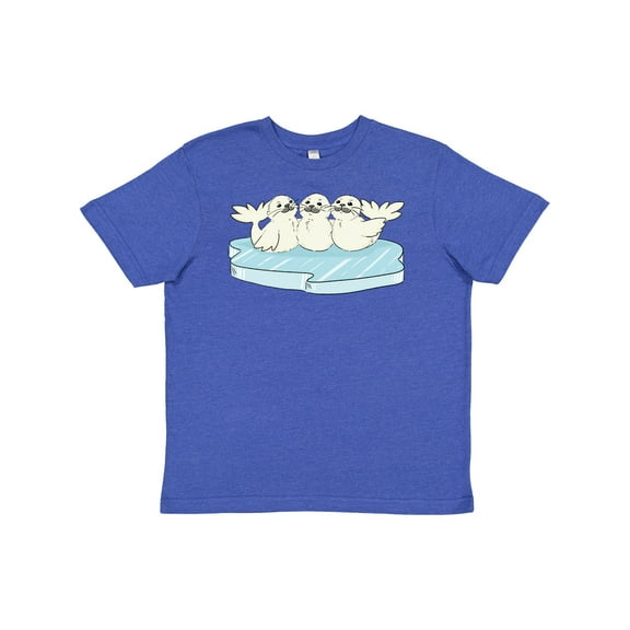 Inktastic 3 Cute White Harp Seals on Ice Youth T-Shirt